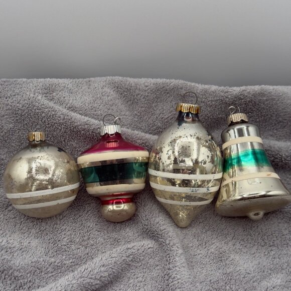 Vintage Mercury Glass Christmas Ornaments Shiny Bright Made in USA - Picture 8 of 12